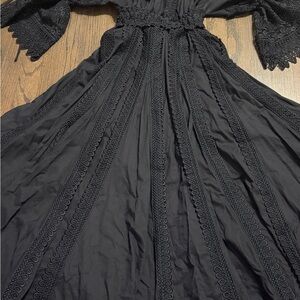 Designer Charo Ibiza Black Stunning Lace-Trim Maxi Dress / 2 Piece - Women NWT!!